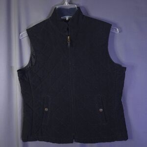 Lauren Jeans Company Ralph Lauren Quilted Corduroy Vest Black Size Large